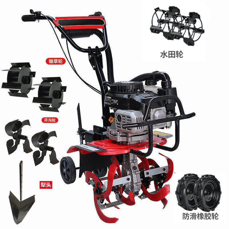 Wuyang Electric Start Micro Tillage Machine Small Gasoline Household Four-Stroke Soil Loosening Paddy Field Weeding Trenching Machine Tillage Rotary Tillage