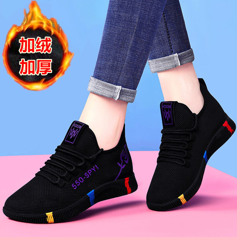 A generation of spring and autumn canvas shoes old Beijing cloth shoes women's soft bottom sneakers breathable casual shoes plus velvet cotton shoes