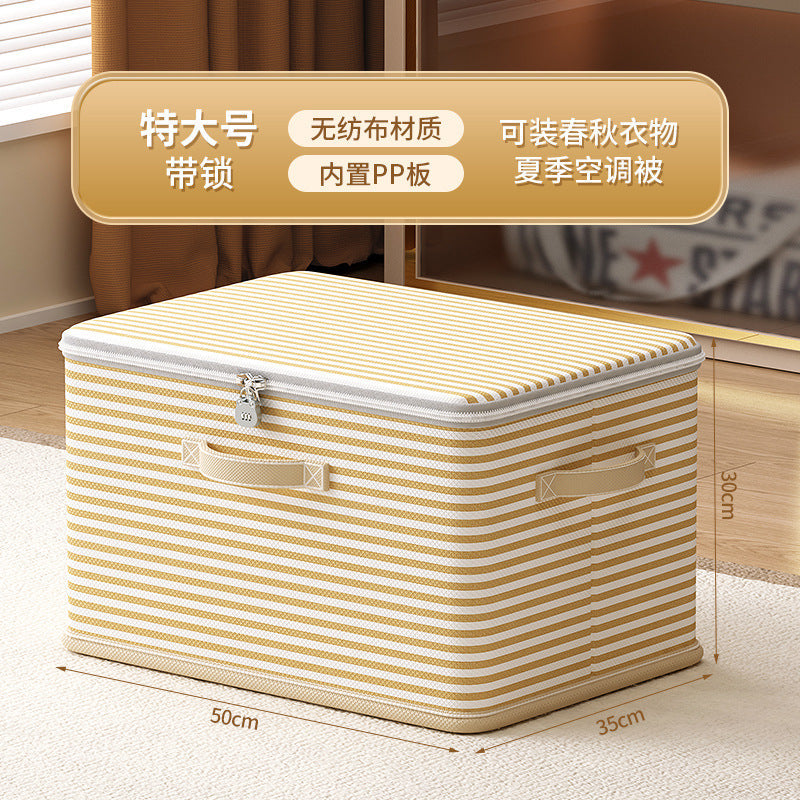 Clothes with Lock Fabric Finishing Box Household Super Large Capacity Foldable Clothes Wardrobe Toy Storage Basket Storage Box