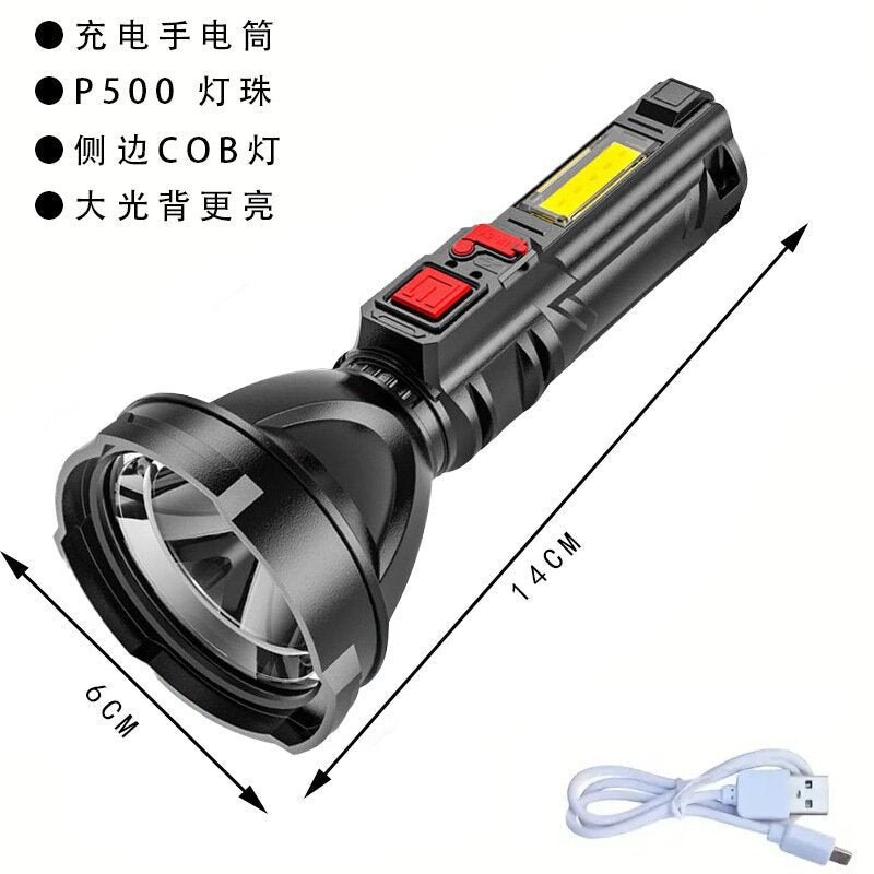 Quad-core flashlight bright LED charging 100,000 lumens burst bright high-power outdoor multi-function lighting long-range light