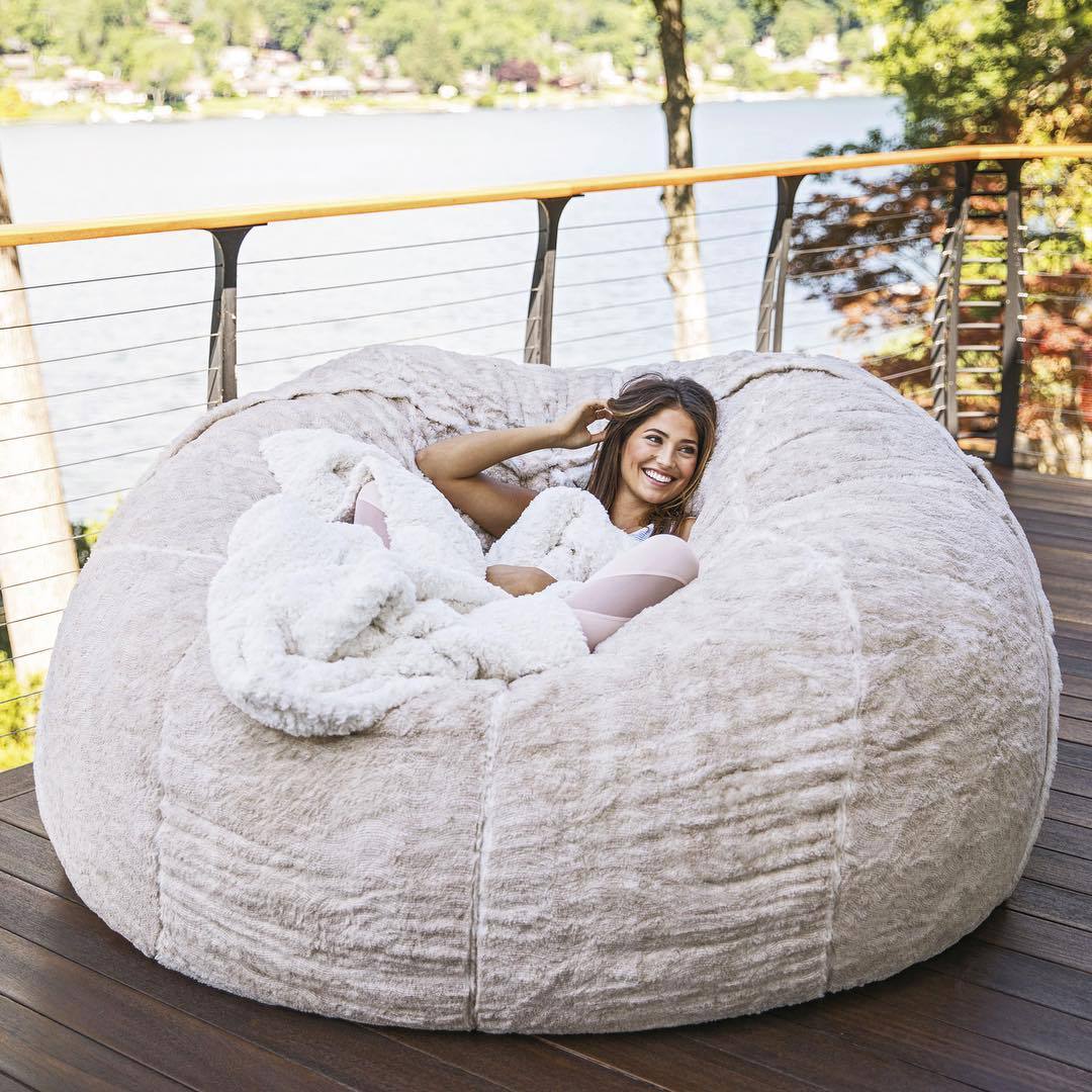 Amazon Lazy Sofa Sponge Bed Bean Bag Double Three-Person Bedroom Plush Bean Rice Fabric Recliner Jacket