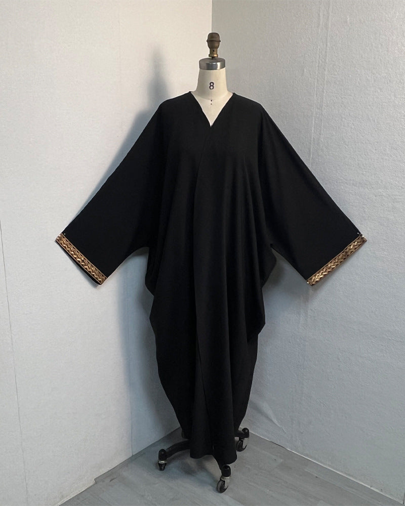F420 Export Cross-Border E-Commerce Independent Station Arabic Bead Embroidered Lace Robe Fashionable Outer Wear Abaya Robe