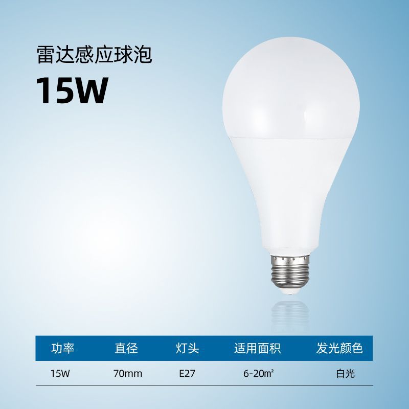 Led Bulb E27 Sound and Light Control Radar Sensor Bulb Human Body Sensor Bulb Property Corridor Corridor Garage