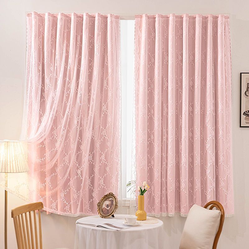Magic Tape Jacquard Sheer Curtain Window Blockout No-Drill Curtain Sunshade Lace Sheer Curtain Blackout Floating Curtain
