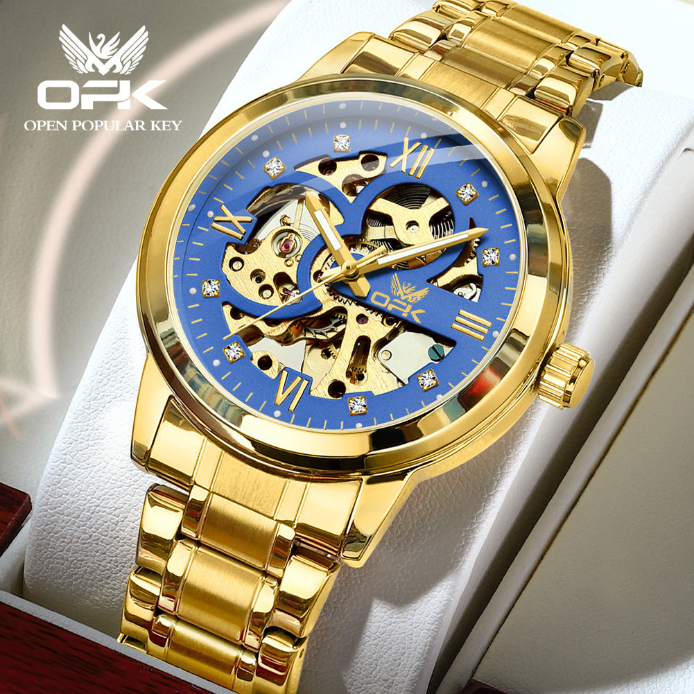 OPK brand hollow men's watch luminous waterproof automatic mechanical watch new domineering foreign trade men's watch