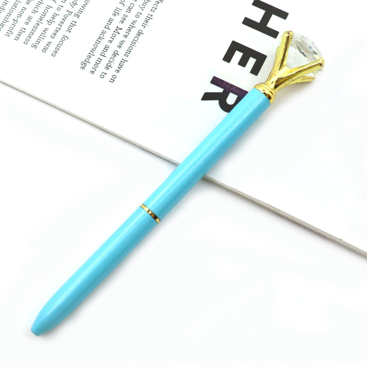 Student Creative Crystal Diamond ballpoint pen advertising pen carved LOGO cross-border large diamond pen metal ballpoint pen