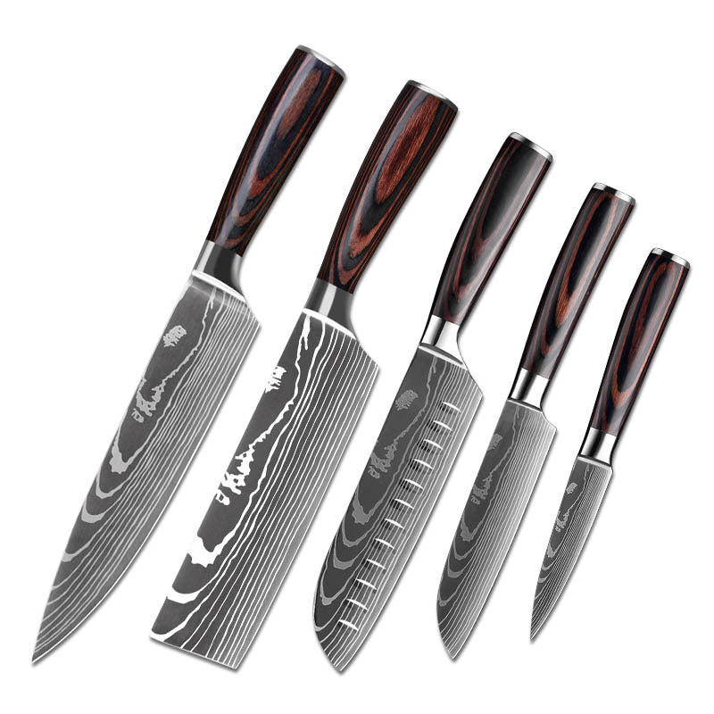 Laser Pattern Western-style Chef Knife Kitchen Knife Sande Knife Damascus Pattern Chef Knife Kitchen Knife suit