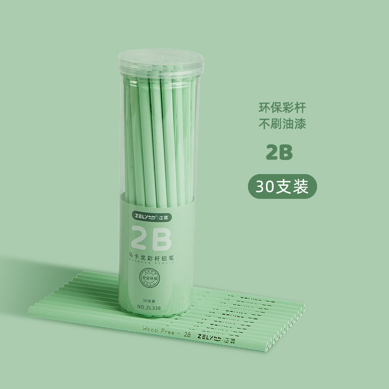 Pencil Wholesale Zhenglin Macaron Color Pole Safety Cross-Border Pencil Hb2B Triangle Pole Student Kidsren's Writing and Painting