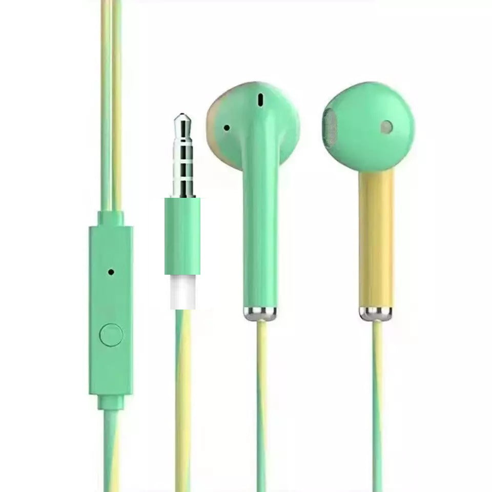 Heads phone U24 two-color headphones Macaron color contrast headphones K-song wire control headphones with microphone earplugs
