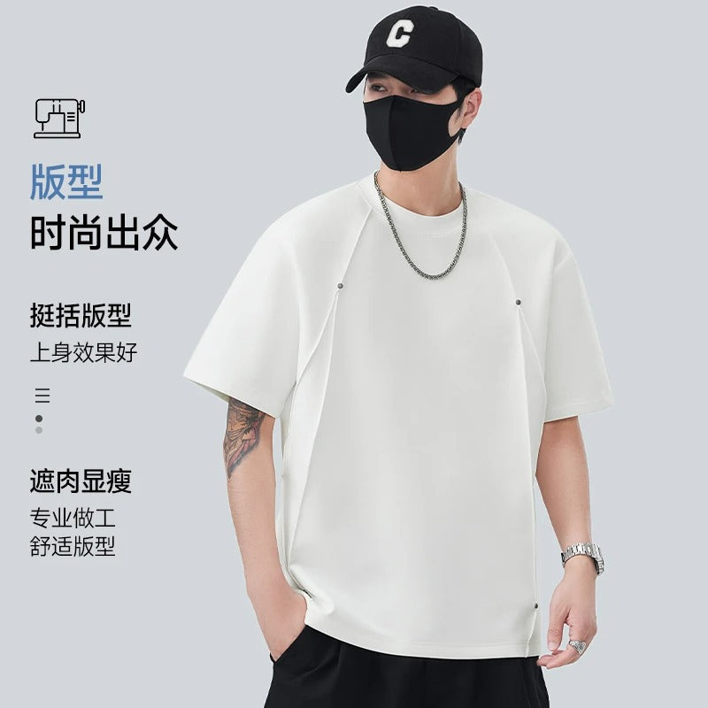 Designer Men's Short-Sleeved T-Shirt Summer New Air Layer Cool T-Shirt Versatile Men's Half-Sleeved High-End Men's Clothing