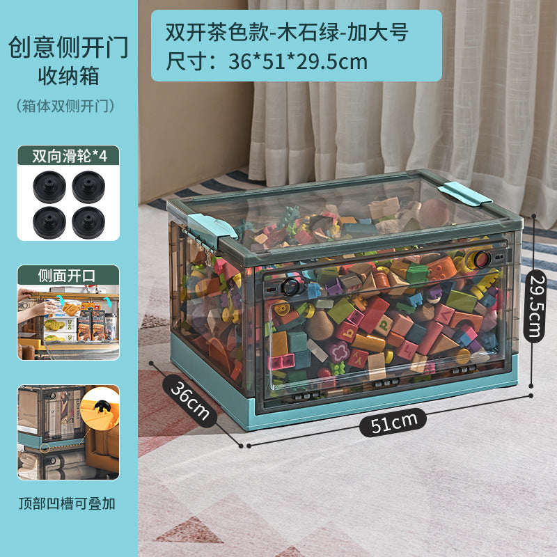 Large Plastic Folding Storage Box with Lid for Books Books Transparent Toy Pulley Tidy Box Book Box Storage Box