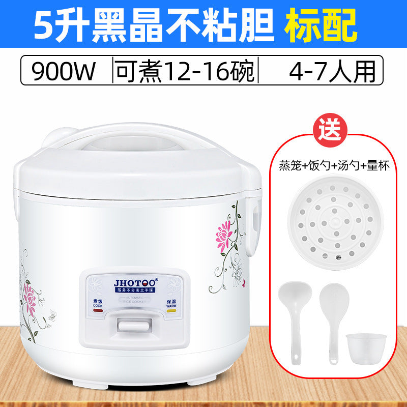 Rice Cooker Household Multifunctional Old-Fashioned Non-Stick Pot 1-2-6 Liters 5 Large Capacity Dormitory Automatic Rice Cooker Black Crystal