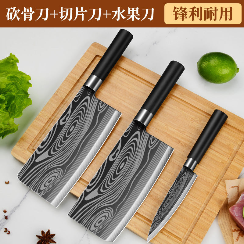 Cross-Border Stainless Steel Kitchen Knife Damascus Chef Knife Complete Set Kitchen Household Fruit Knife Retro Style