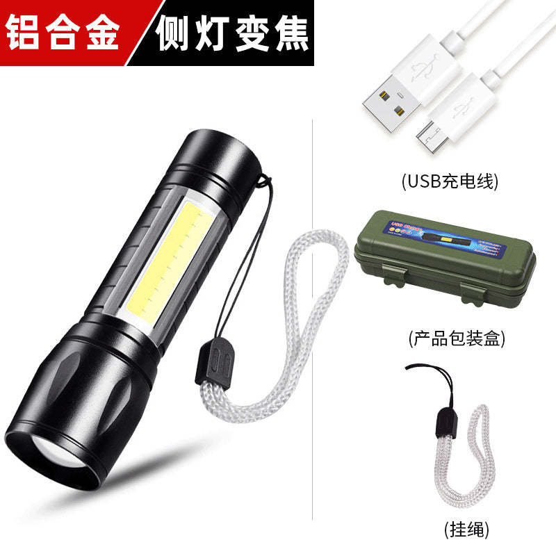 led flashlight rechargeable multi-purpose long-range portable super bright household mini portable side light