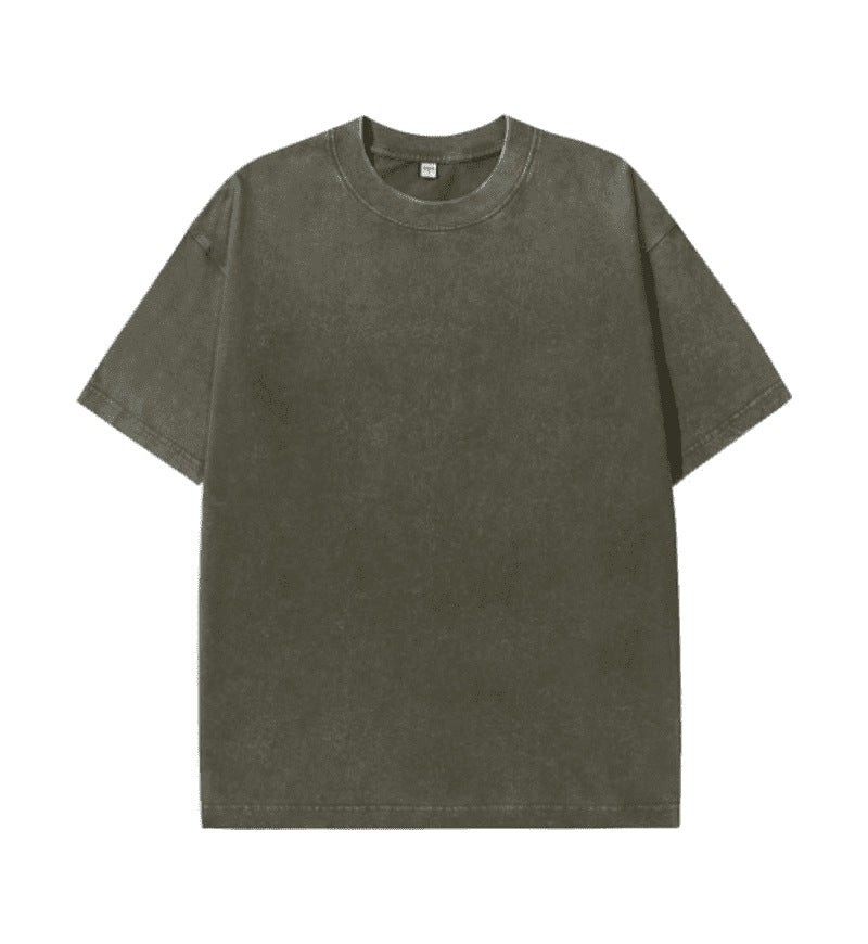 Oversizes Men's and Women's Pure Cotton American Retro Washed T-Shirts Short-Sleeved Loose Tops European Size