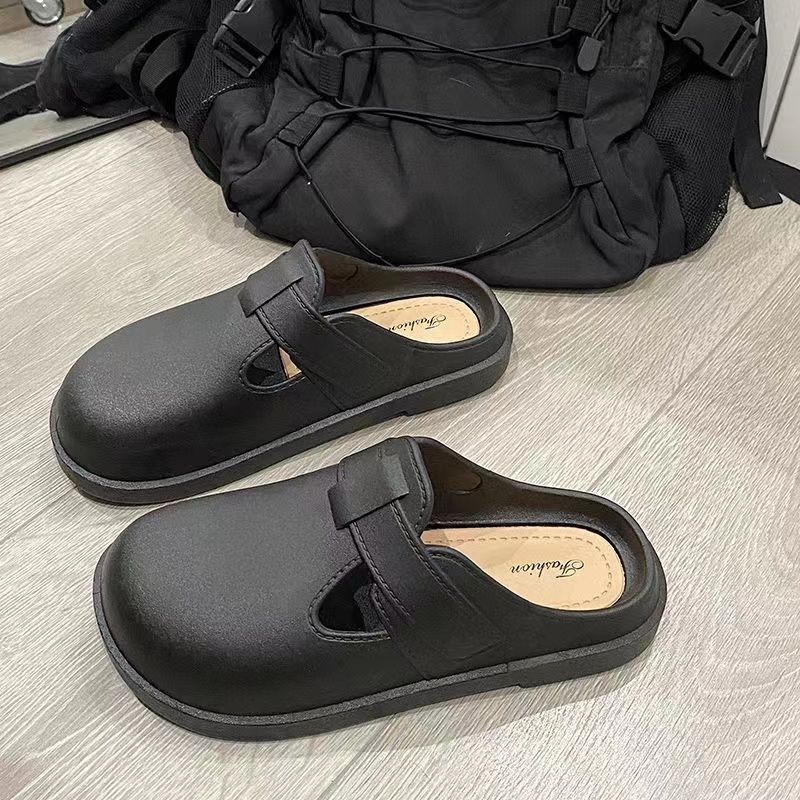 Summer Slippers for Women Ins Simple Waterproof Birkenstock Shoes Pure Color Fashionable Outer Wear Stylish Versatile Non-Slip Toe-Cap Sandals