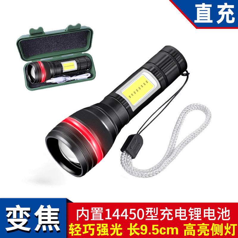 led flashlight rechargeable multi-purpose long-range portable super bright household mini portable side light