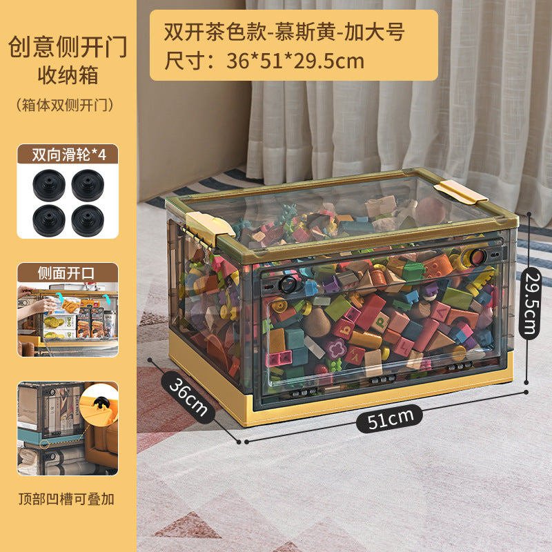 Large Plastic Folding Storage Box with Lid for Books Books Transparent Toy Pulley Tidy Box Book Box Storage Box