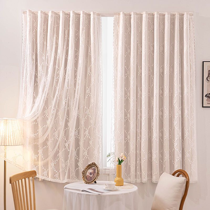 Magic Tape Jacquard Sheer Curtain Window Blockout No-Drill Curtain Sunshade Lace Sheer Curtain Blackout Floating Curtain
