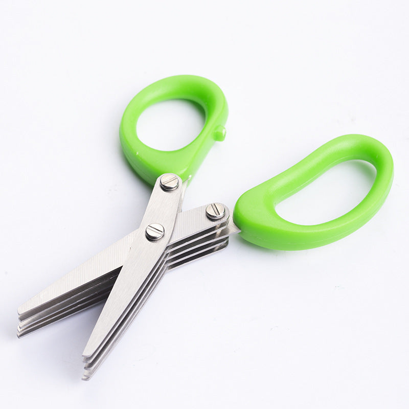 Kitchen scissors stainless steel multi-layer multi-functional chopped green onion scissors three to five layer creative food supplement scissors household vegetable scissors