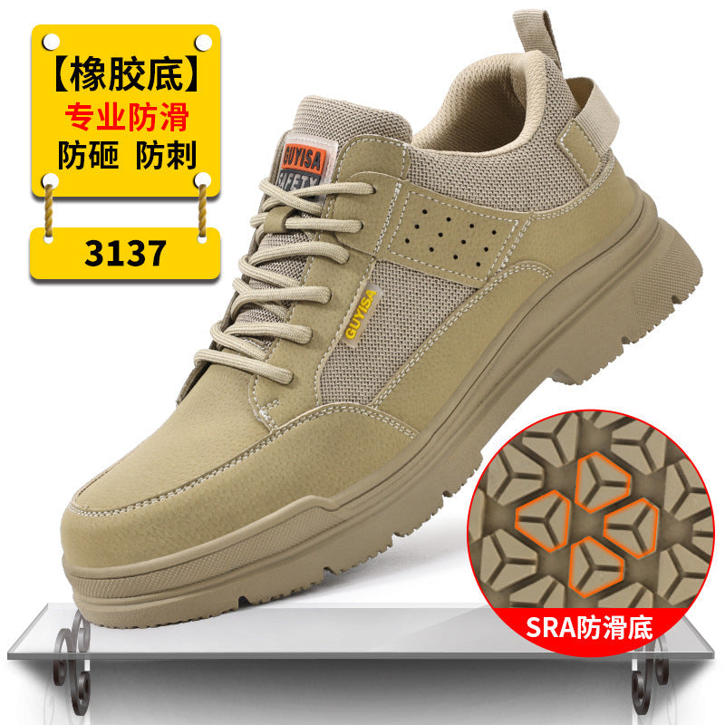 Labor Protection Shoes for Men, Anti-Smash, Anti-Puncture Steel-Toe Shoes, Fly-Knit Comfortable and Wear-Resistant Safety Shoes, Protective Work Shoes
