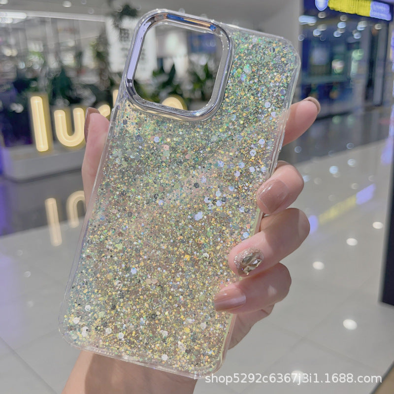 Diamond Shell Glitter Case Suitable for iPhone 15 Electroplated Lens Frame Phone Case with Resin for Immediate Wealth New Year Edition