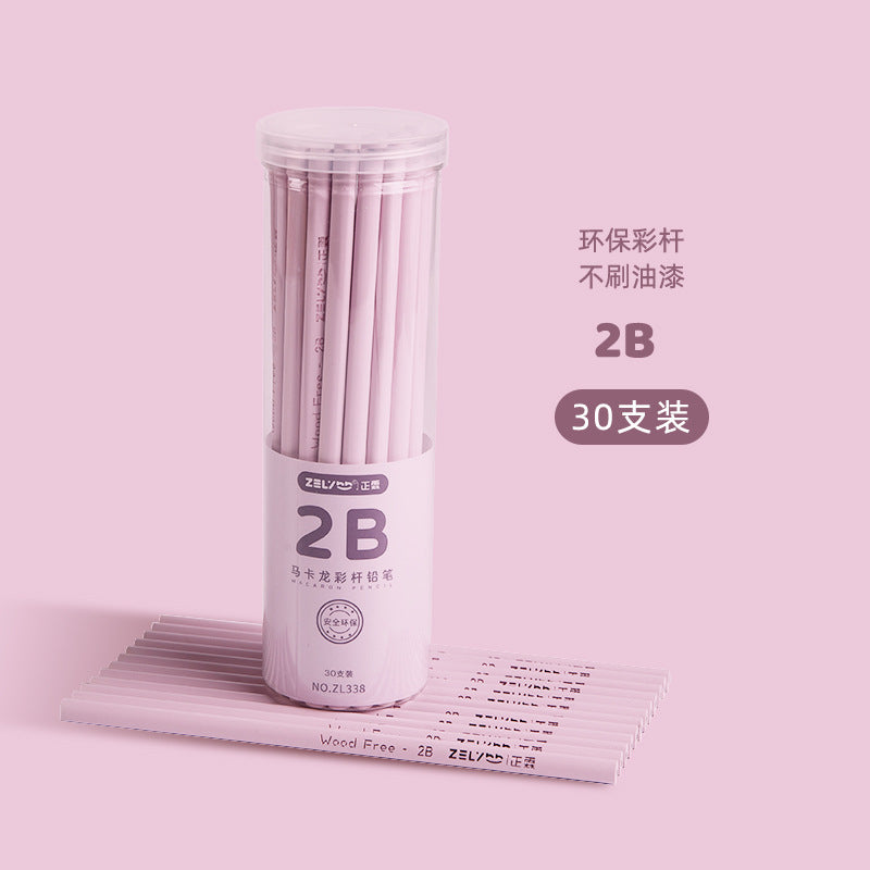 Pencil Wholesale Zhenglin Macaron Color Pole Safety Cross-Border Pencil Hb2B Triangle Pole Student Kidsren's Writing and Painting