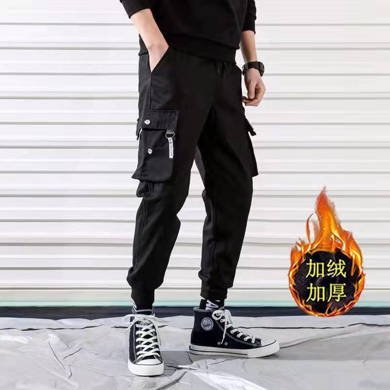 Men's Summer Thin Cargo Pants, Large Size, Cropped Sports Pants, Korean Style, Trendy Loose Jogger Casual Long Pants