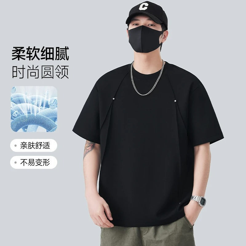 Designer Men's Short-Sleeved T-Shirt Summer New Air Layer Cool T-Shirt Versatile Men's Half-Sleeved High-End Men's Clothing