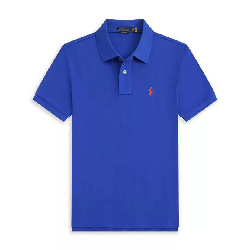 Summer Export Rlpolo Shirt Men's Short-Sleeved T-Shirt Lapel Pony Logo Embroider Casual Wear Simple and Casual