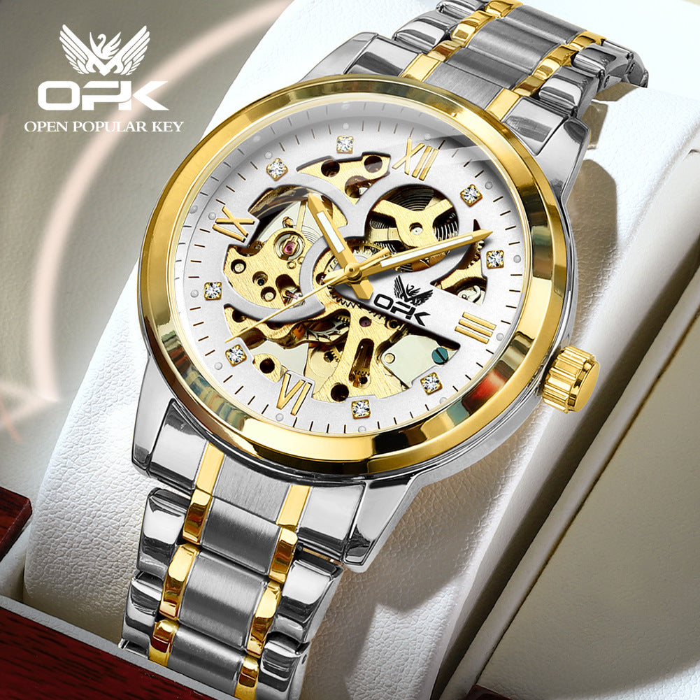 OPK brand hollow men's watch luminous waterproof automatic mechanical watch new domineering foreign trade men's watch
