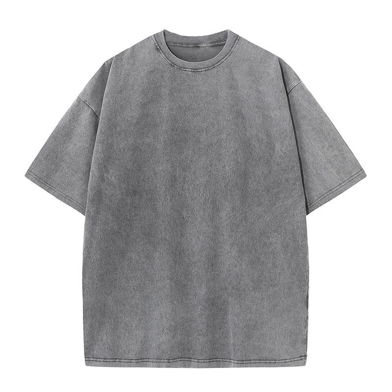 Oversizes Men's and Women's Pure Cotton American Retro Washed T-Shirts Short-Sleeved Loose Tops European Size
