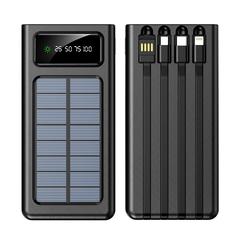 Solar Power Bank with Built-In Cable, 30,000 Mah, 20,000 Large Capacity Portable Power Bank