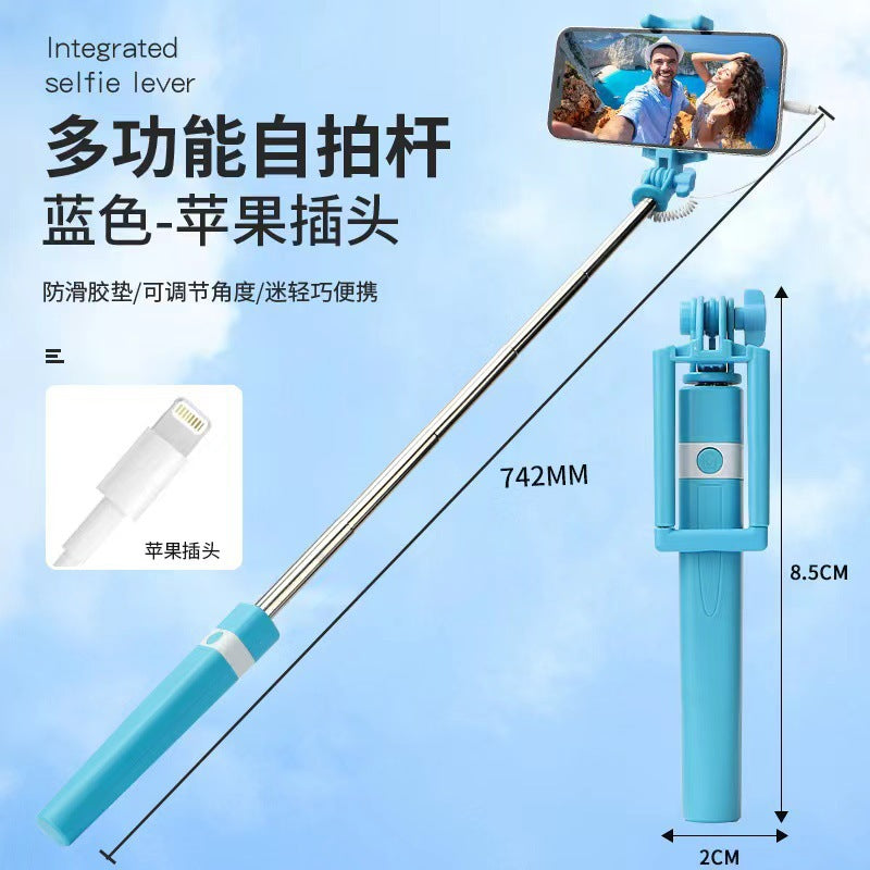 Mobile Phone Wire-Controlled Selfie Stick Suitable for Android and Apple 3.5Typec Interface Telescopic Foldableing Selfie Stick