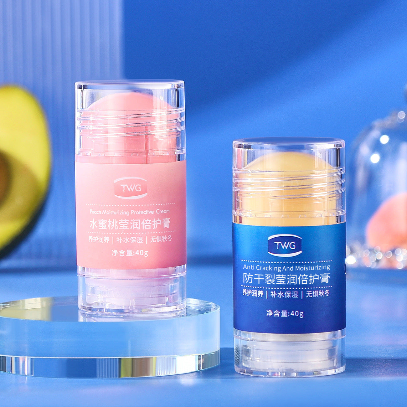 TWG Ying Run Double Protection Stick Cream Anti-dry Autumn and Winter Peach Double Protection Cream Crack Moisturizing Skin Care Special Protection Cream