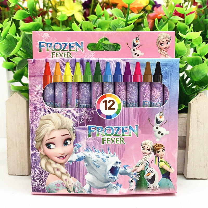 Primary school stationery crayon 12 color set cartoon kindergarten gift painting oil painting stick children small prize gift