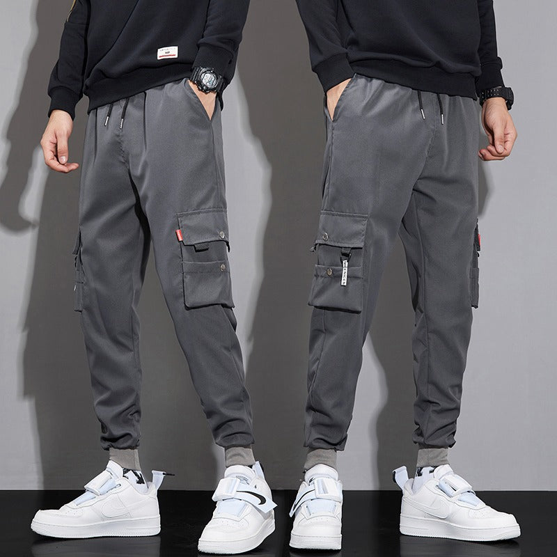 Summer Cargo Pants for Men, Trendy Brand, Loose Casual Jogger Pants, Student Sports Street Style Functional Cropped Versatile Trendy Pants