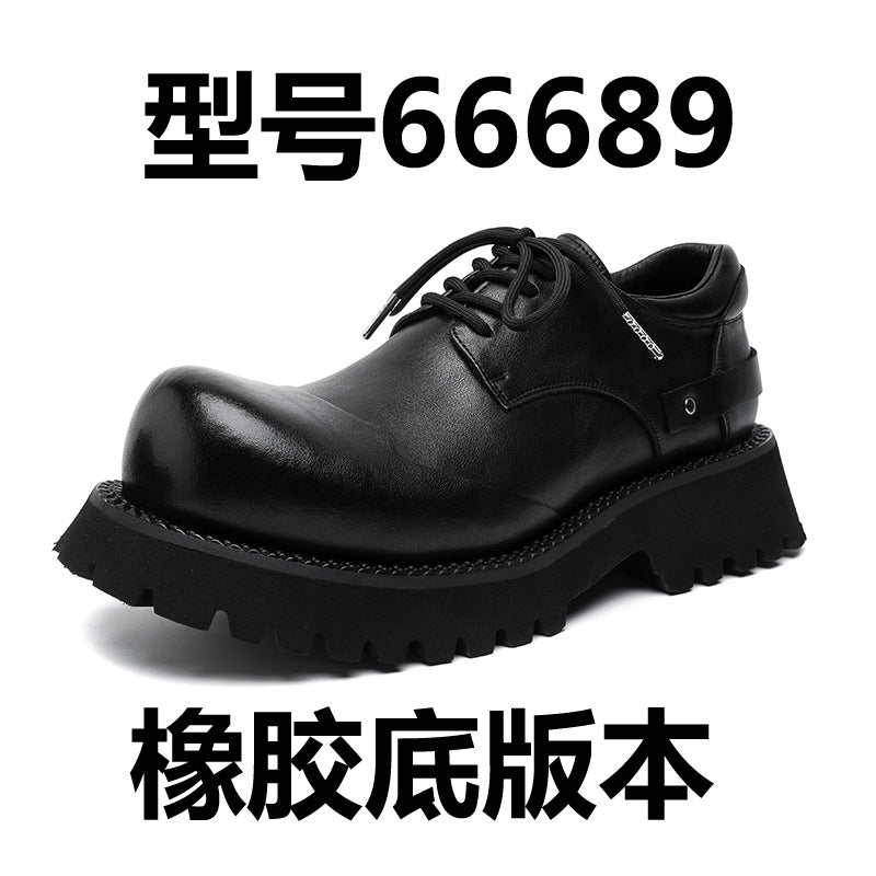 2024 Niche Commuter Derby Shoes Trendy British Men's and Women's Round Toe Platform Height Increased All-match Casual Leather Shoes 77789