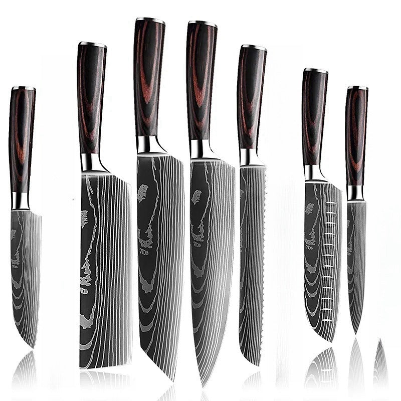 Laser Pattern Western-style Chef Knife Kitchen Knife Sande Knife Damascus Pattern Chef Knife Kitchen Knife suit