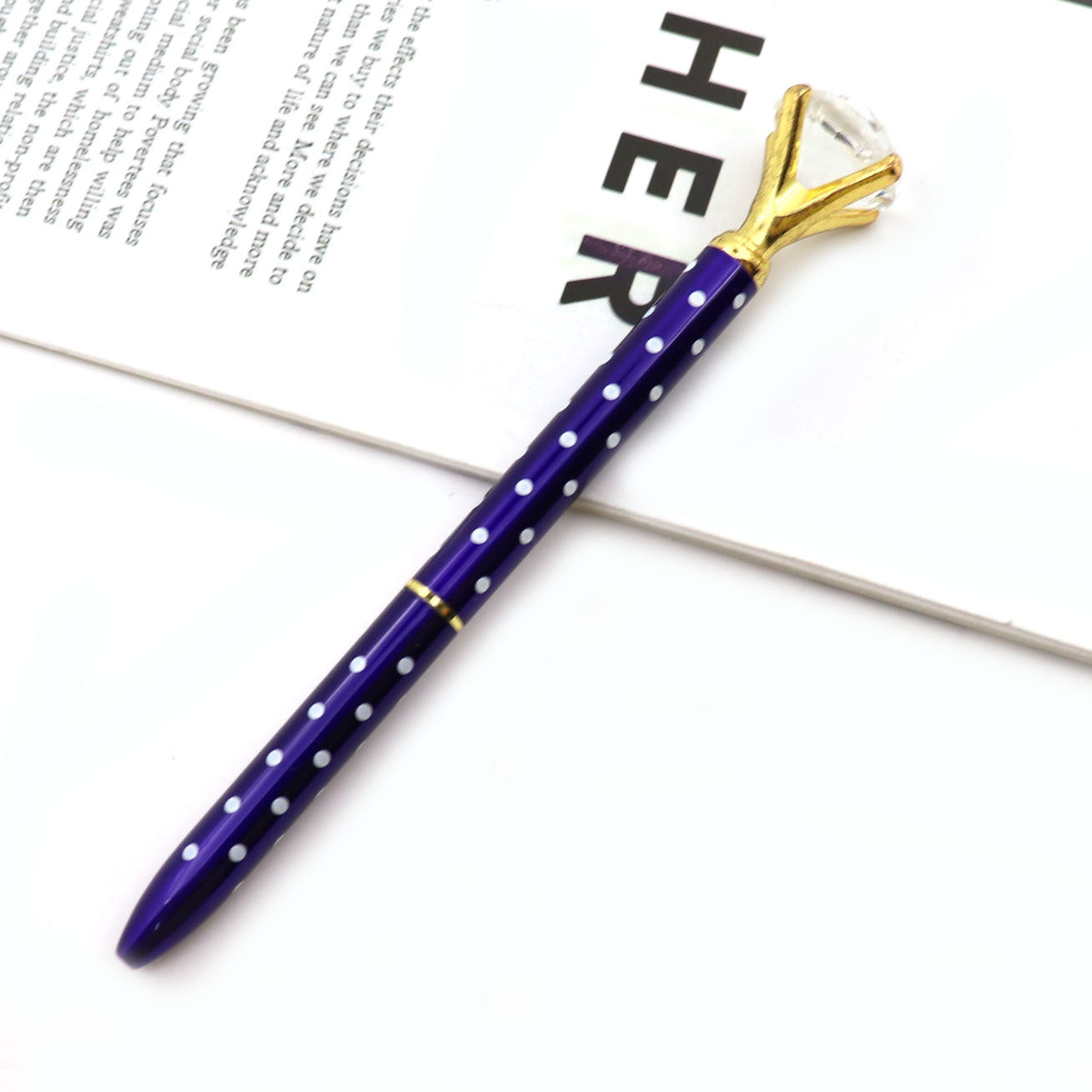 Student Creative Crystal Diamond ballpoint pen advertising pen carved LOGO cross-border large diamond pen metal ballpoint pen