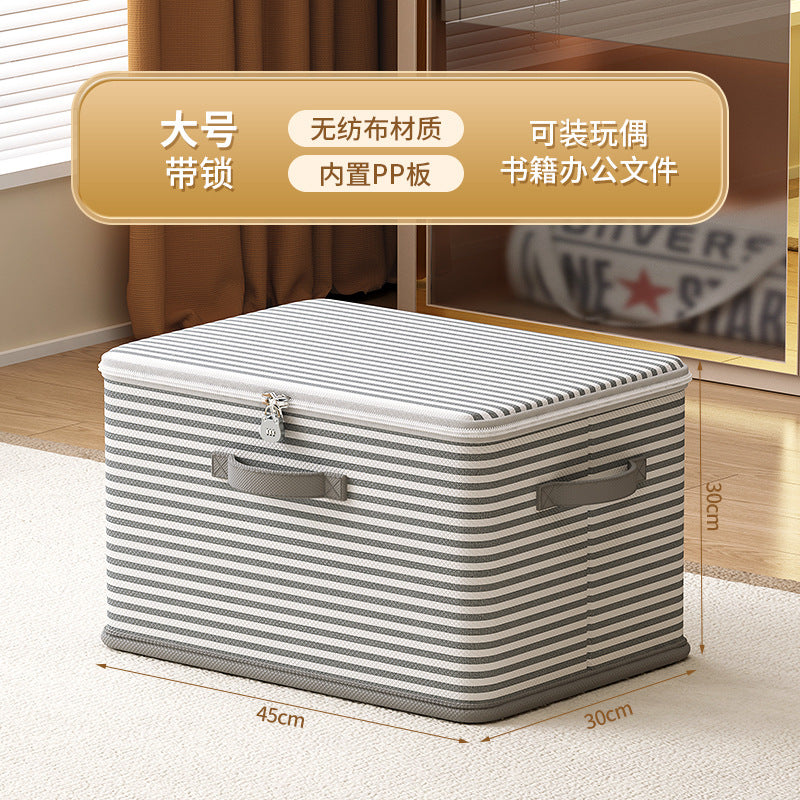 Clothes with Lock Fabric Finishing Box Household Super Large Capacity Foldable Clothes Wardrobe Toy Storage Basket Storage Box
