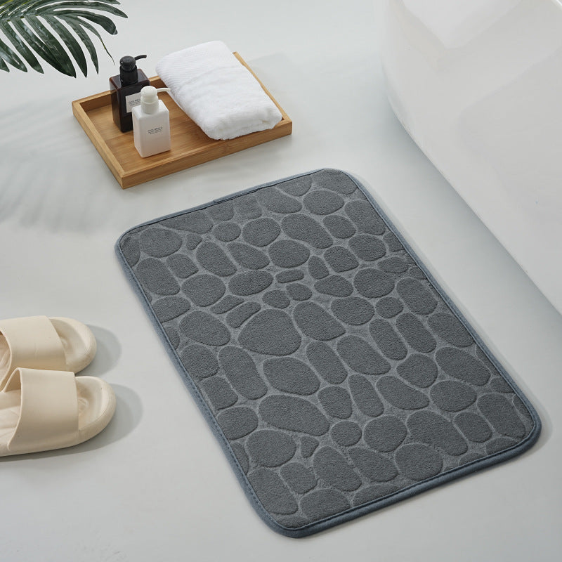 Straight Hair Coral Fleece Mat Pebbles Absorbent Door Mat Hot Selling Bathroom Embossed Foot Mat in stock