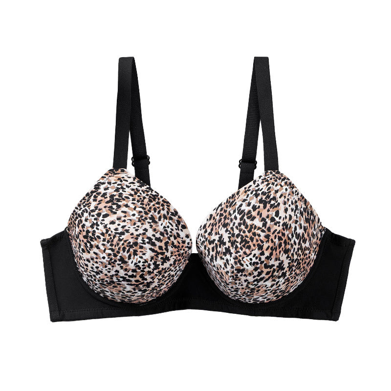 Plus-size Women's Bra, Black With Leopard Print.