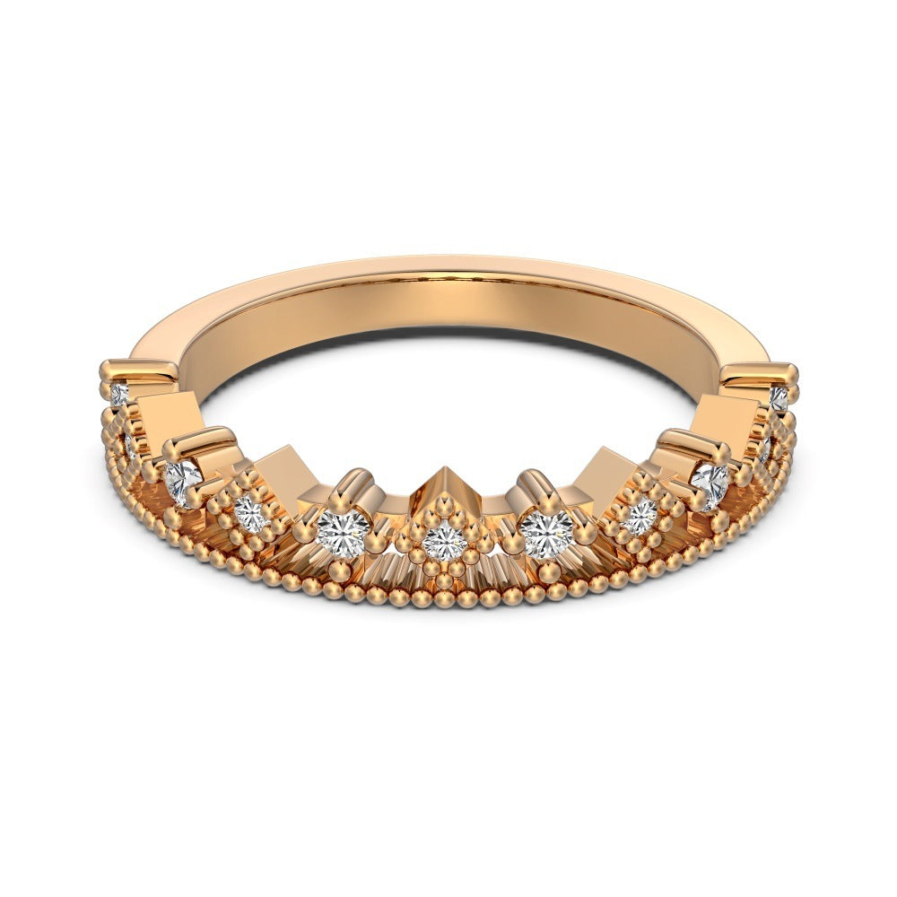 S925 Sterling Silver Men And Women Couple Rings Personality Fashion Round Zirconium Gang Drill Slim Ring Simple All-match