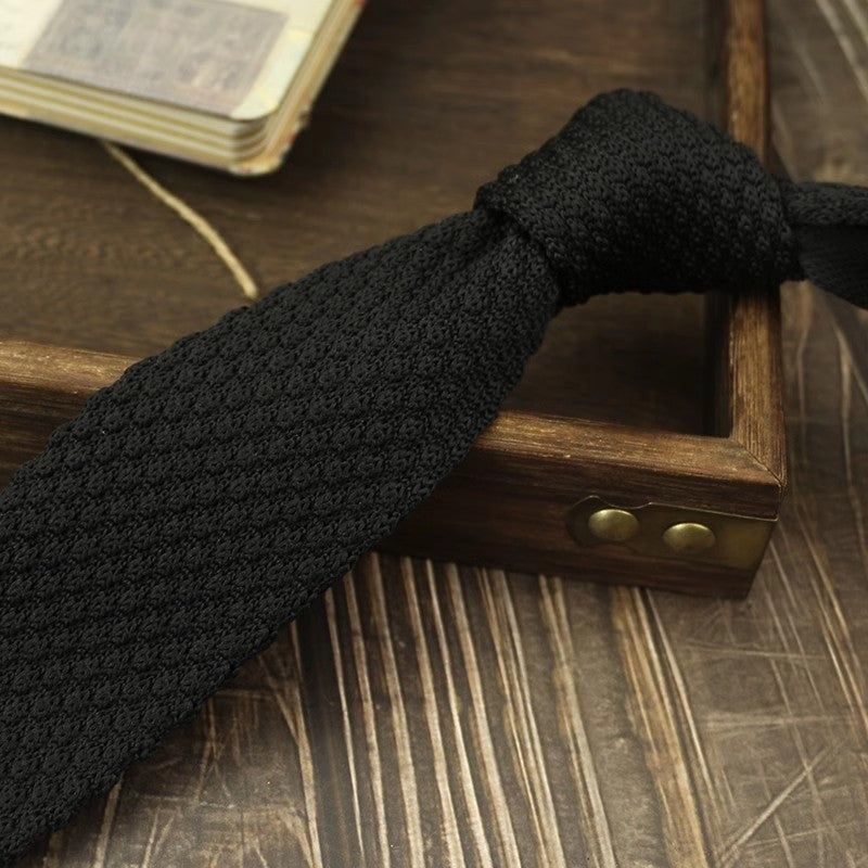 Narrow Woolen College Style Knitted Tie For Men And Women