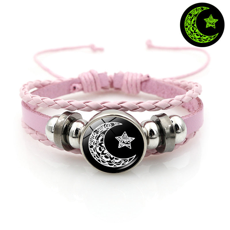 Luminous Sun And Moon Lovers Couple Leather Bracelet