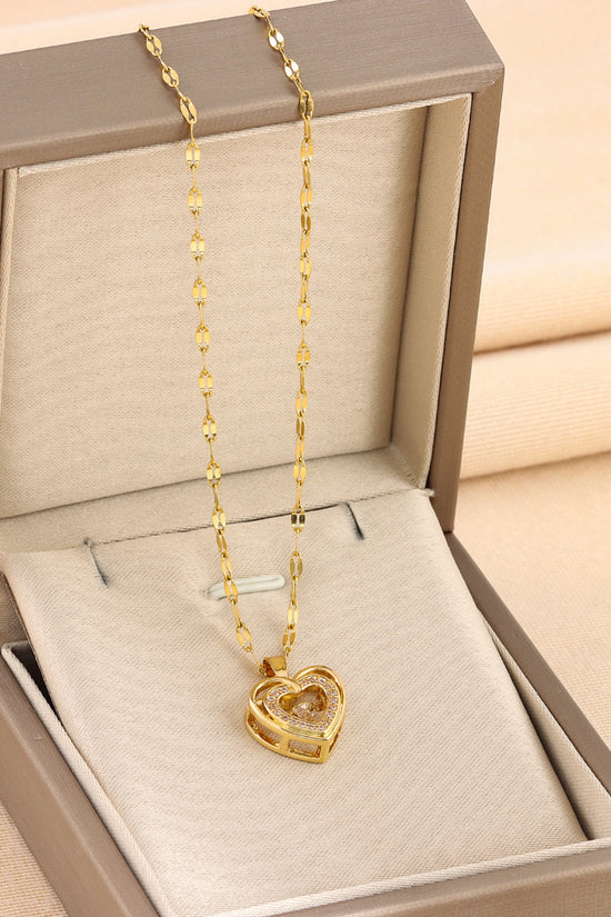 Double-layer Love Necklace With Rhinestones Titanium Steel Pendant Fashion Jewelry Woman Valentines Day Gift