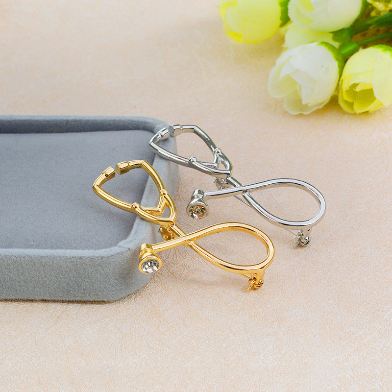 Doctor Stethoscope Brooch Oil Dripping Alloy Pin