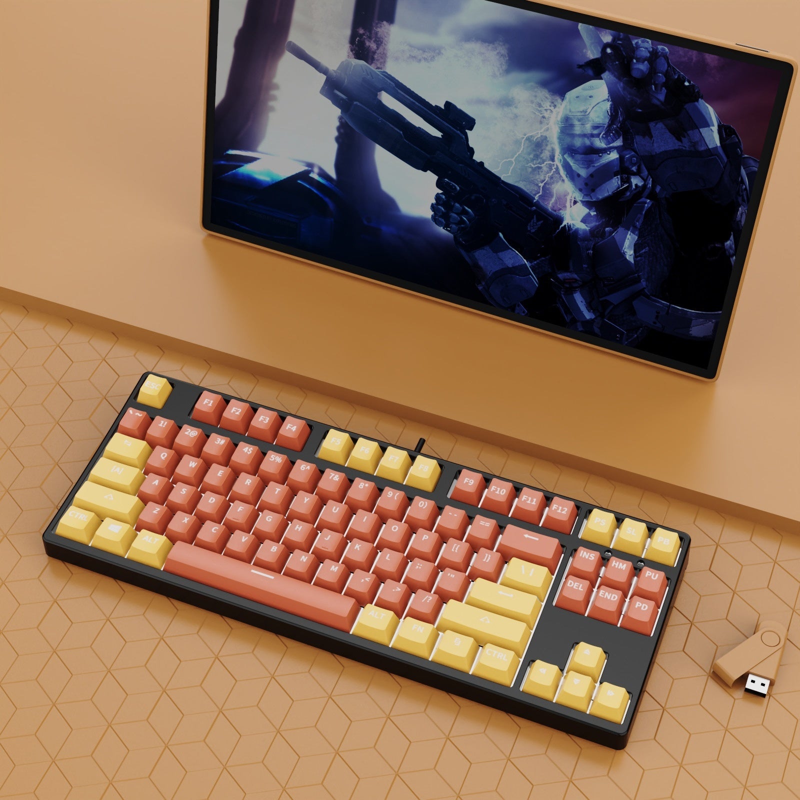 87 Key Wired Game Hot Plug Two Colors Mechanical Keyboard