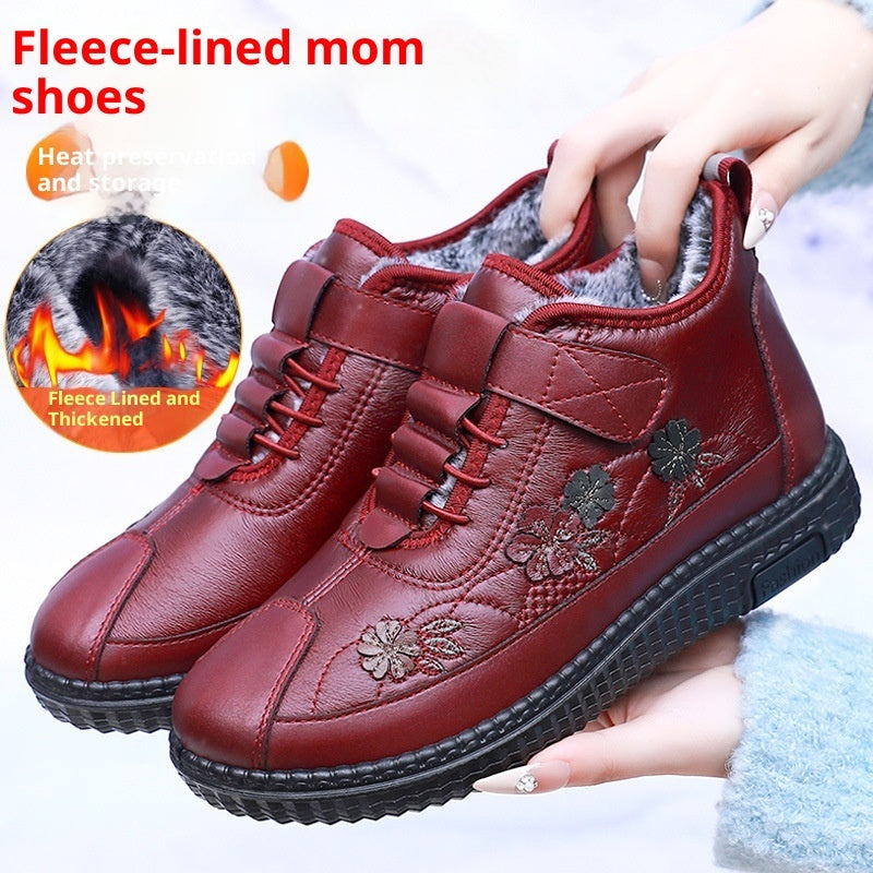 Old Beijing Cloth Shoes Women's Elderly Cotton Winter Fleece-lined Warm Soft Sole